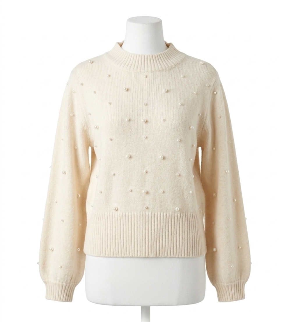 NEW DAVI & DANI sweetest together pearl sweater in white
